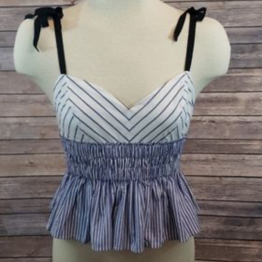 Adorable Blue and White Peplum Top